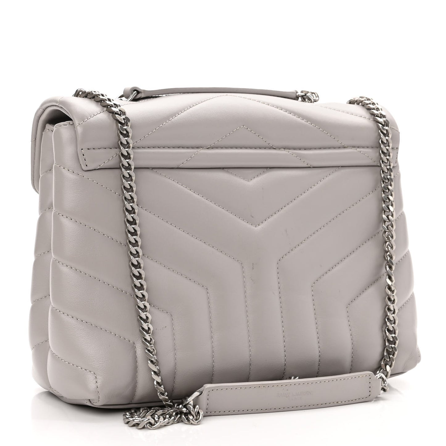 Calfskin Y Quilted Monogram Small Loulou Chain Satchel Granite
