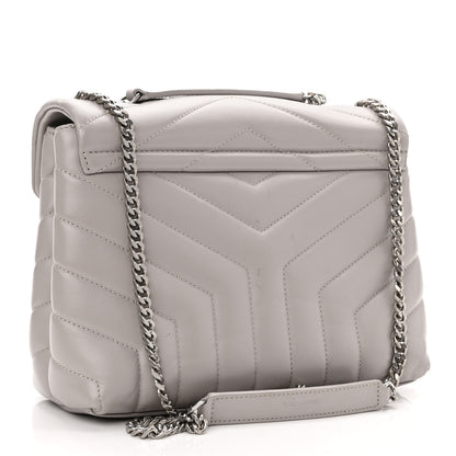 Saint Laurent Calfskin Y Quilted Monogram Small Loulou Chain Satchel Granite 3 of 11