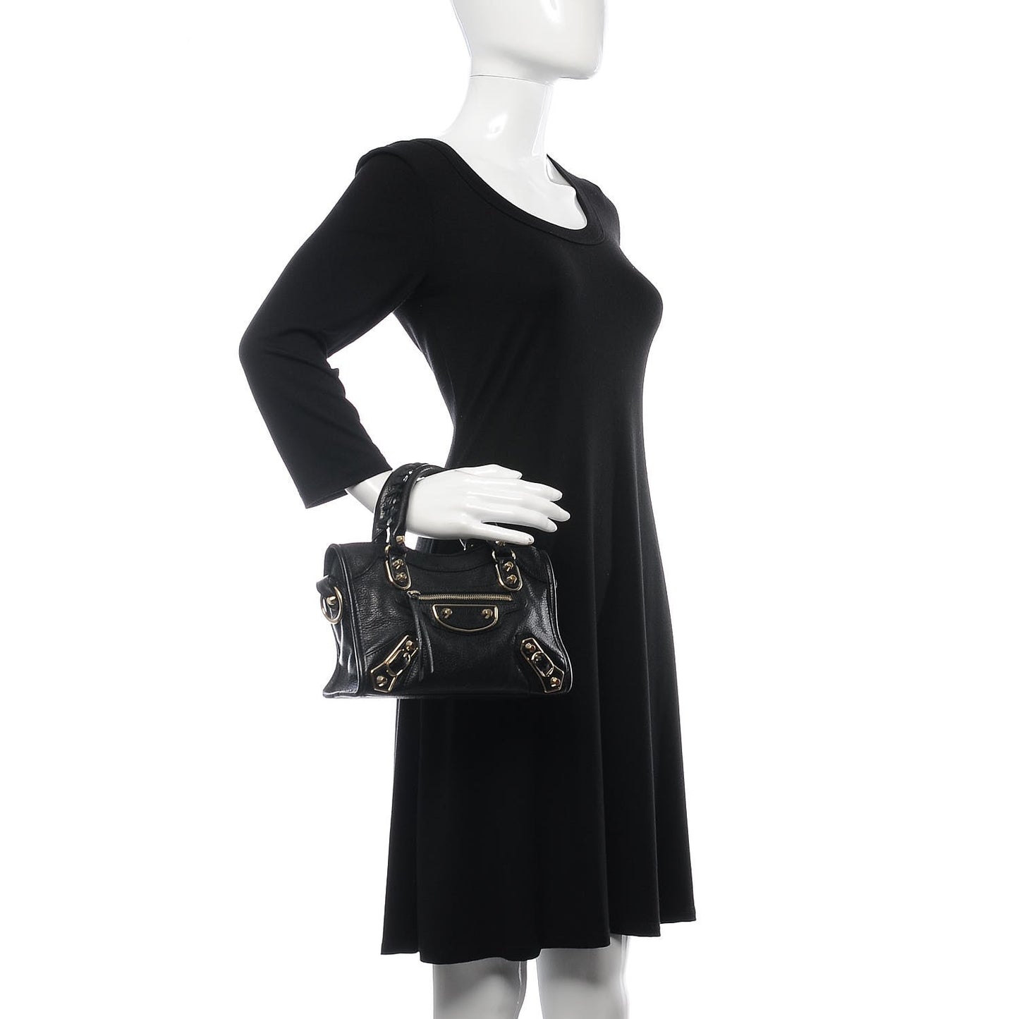 Chevre Gold Metallic Edge Hardware Mini City Black