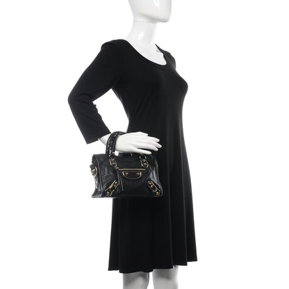 Balenciaga Chevre Gold Metallic Edge Hardware Mini City Black 2 of 12