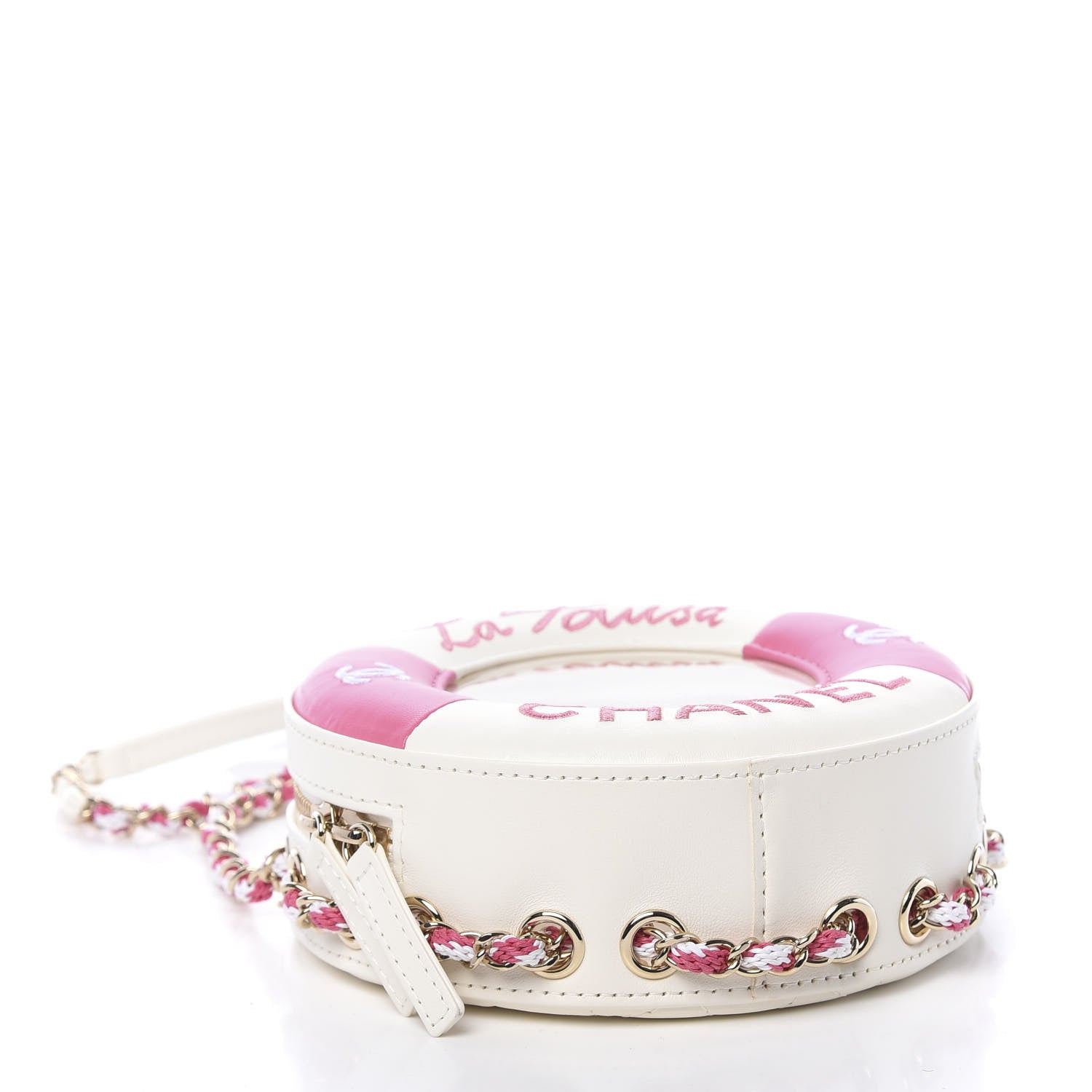 Chanel Lambskin Coco Lifesaver Round Bag Pink White 4 of 10