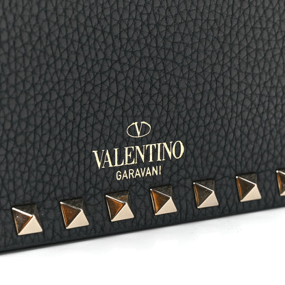 Valentino Garavani Pebbled Calfskin Rockstud Flap Wallet On Chain Black 7 of 11