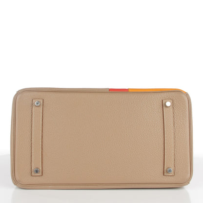 Hermes Taurillon Clemence Swift Tri-Color Birkin 35 Sanguine Gris Tourterelle Moutarde 6 of 23