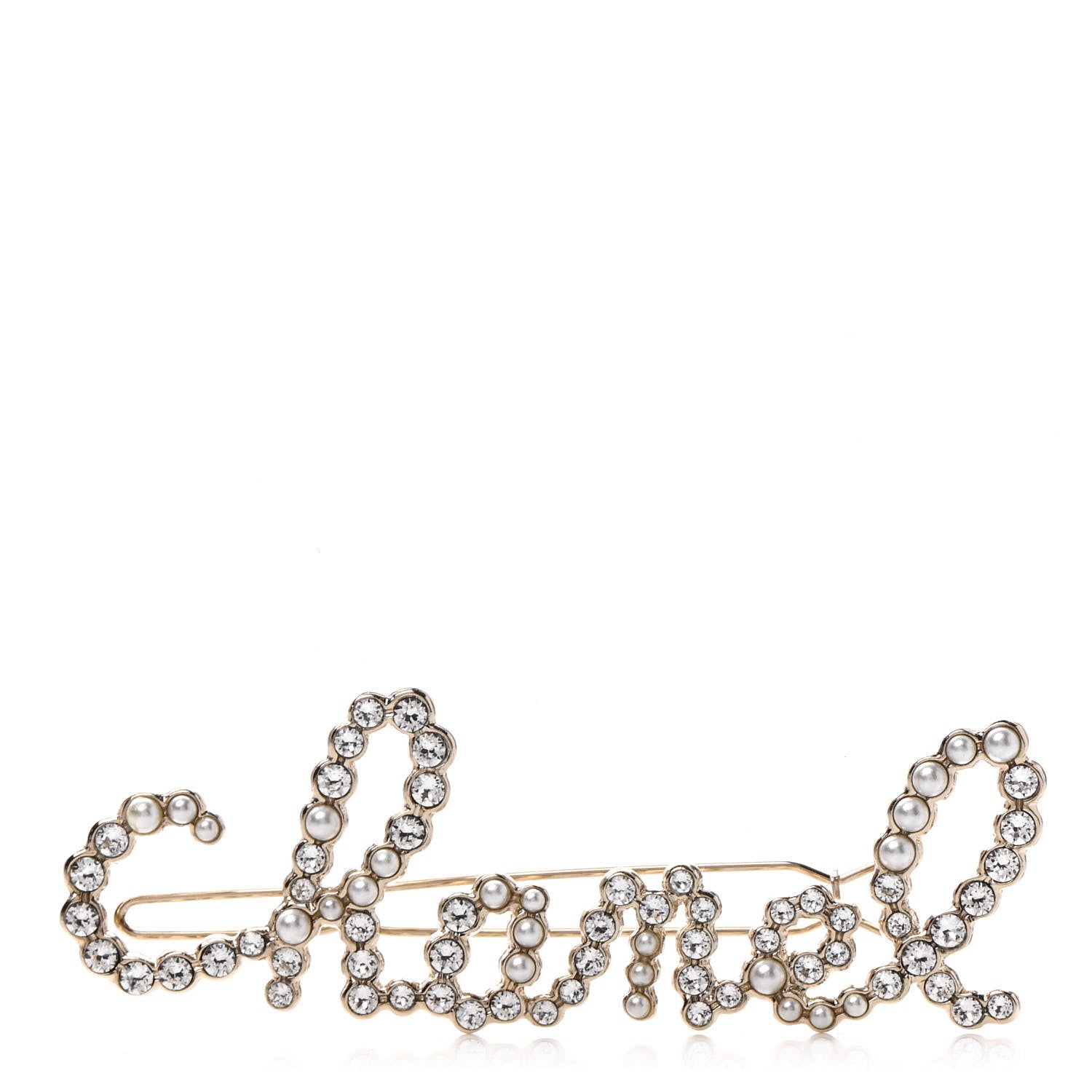 Chanel Metal Glass Swirling Pearls Hair Clip Gold 1 of 3