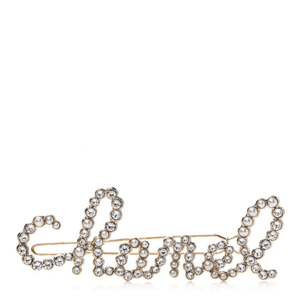 Chanel Metal Glass Swirling Pearls Hair Clip Gold 1 of 3