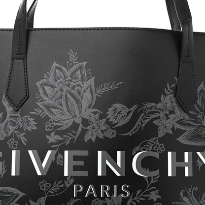 Givenchy Smooth Calfskin Floral Print Logo Wing Shopper Tote Black White 10 of 13