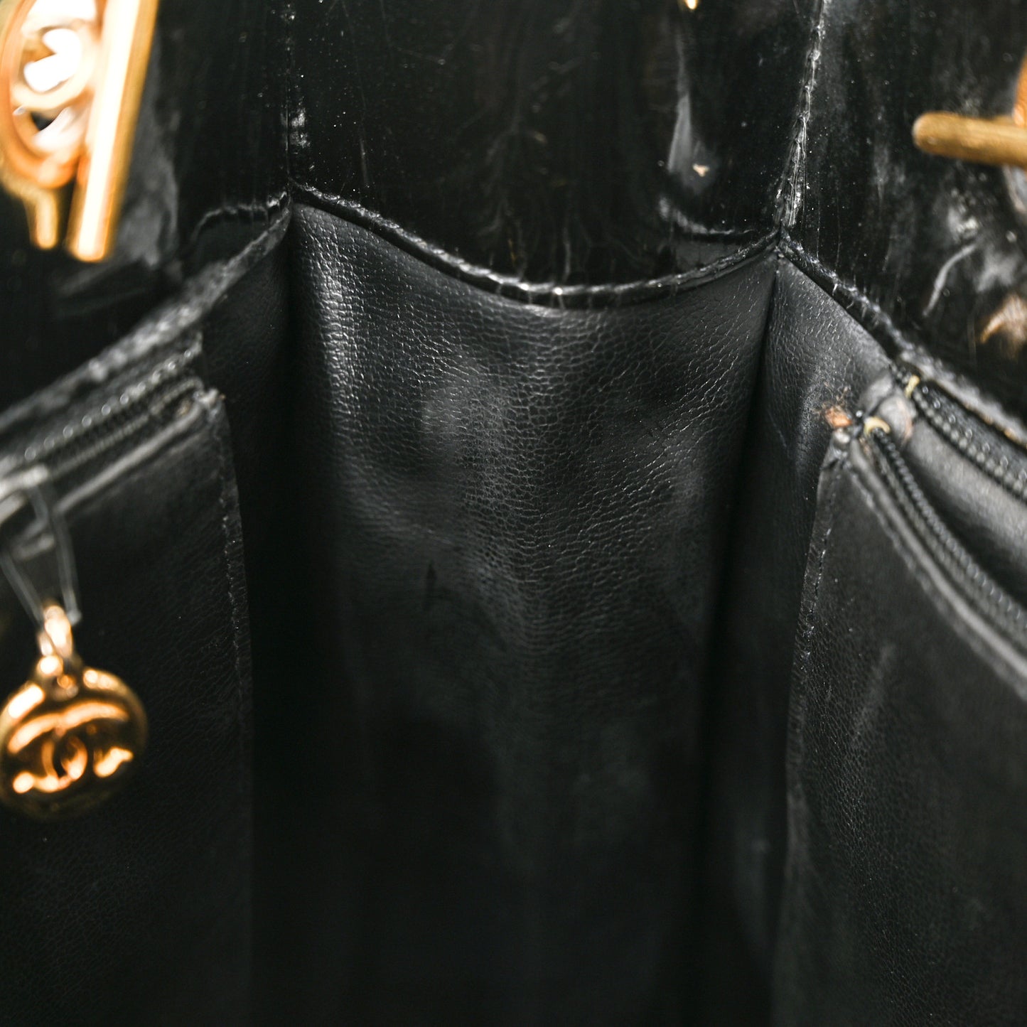 Patent CC Shoulder Bag Black