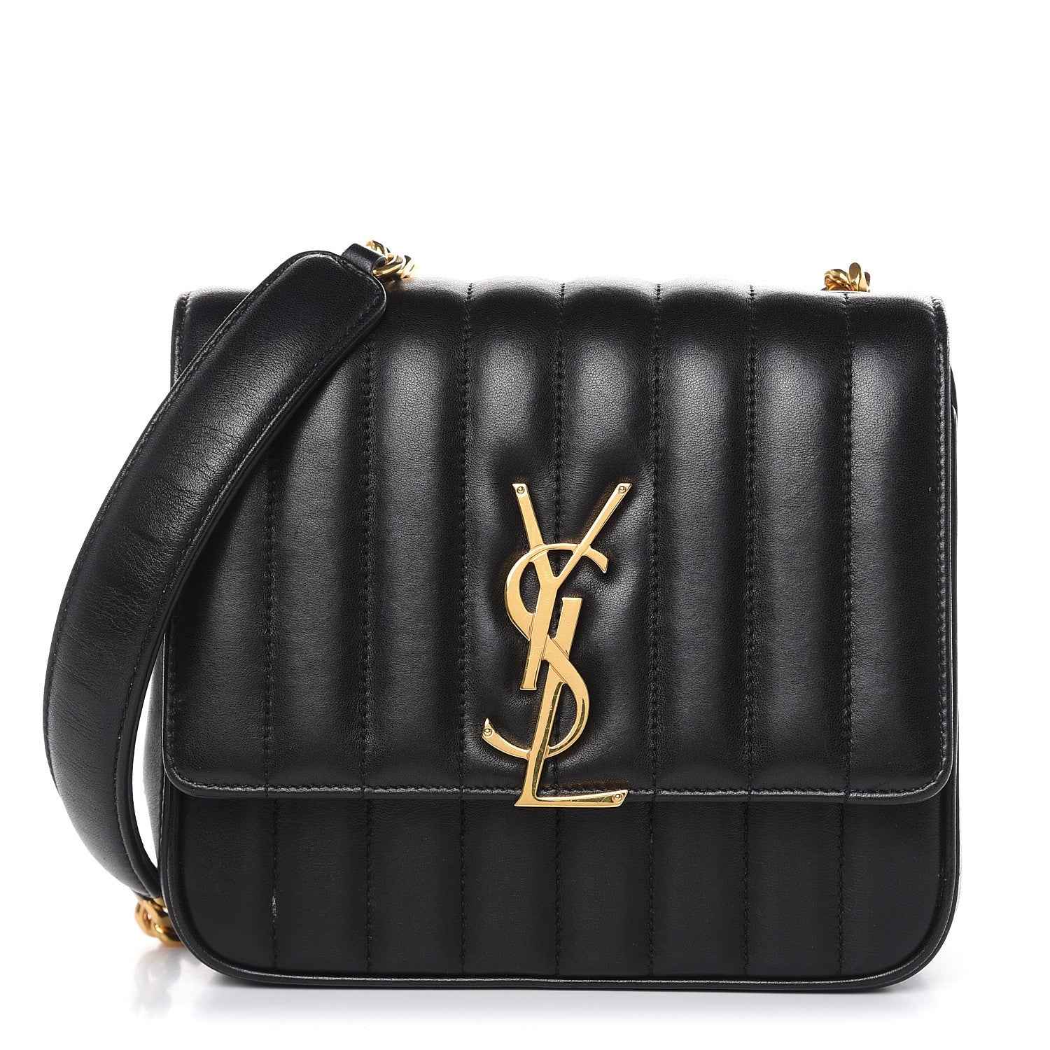 Saint Laurent Lambskin Matelasse Monogram Medium Vicky Chain Bag Black 1 of 14