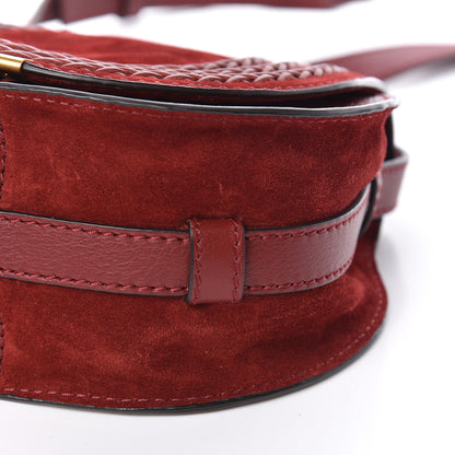 Chloe Suede Calfskin Braided Mini Marcie Round Crossbody Bag Red 5 of 11