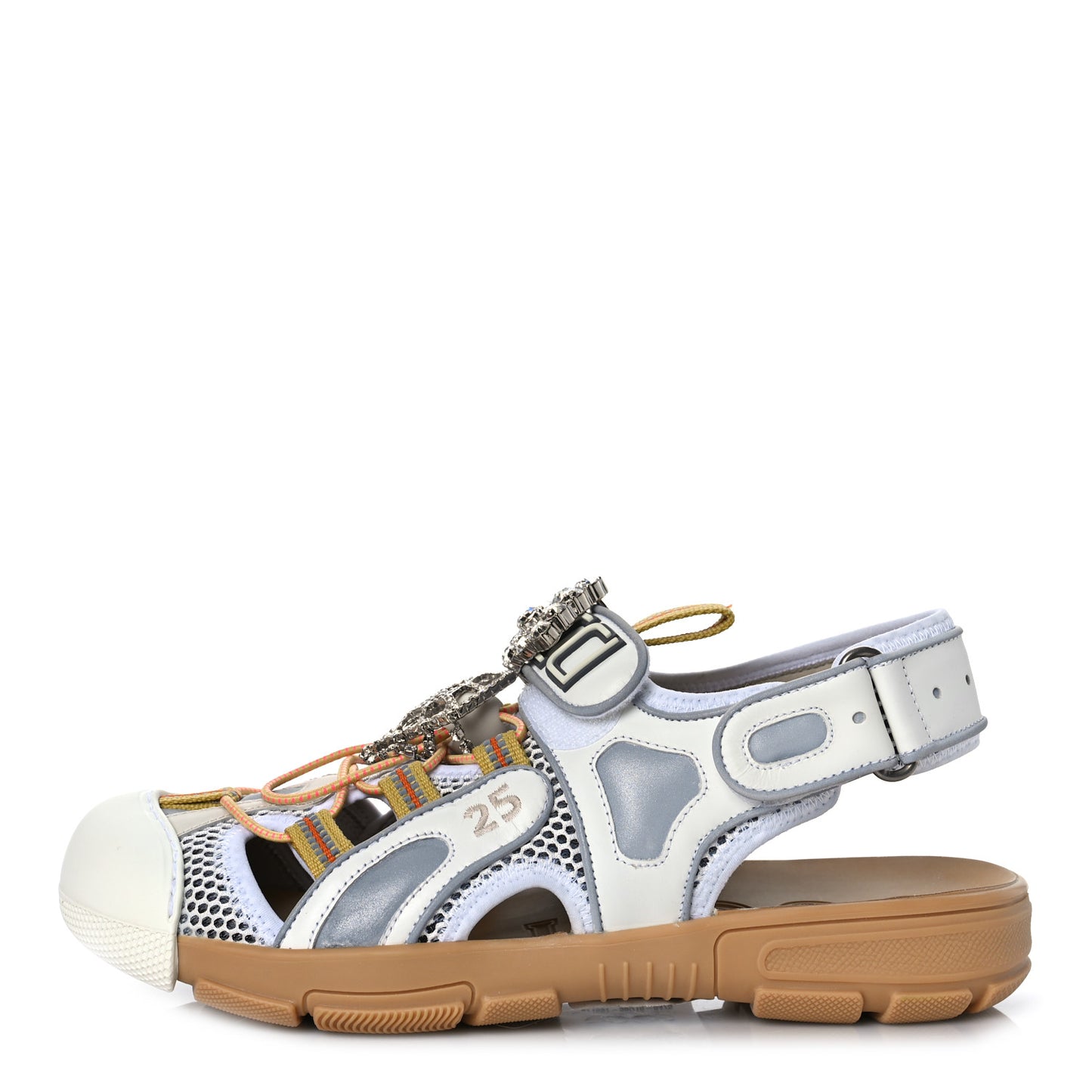 Mesh Fabric Tinsel Sport Sandals 39.5 White Silver