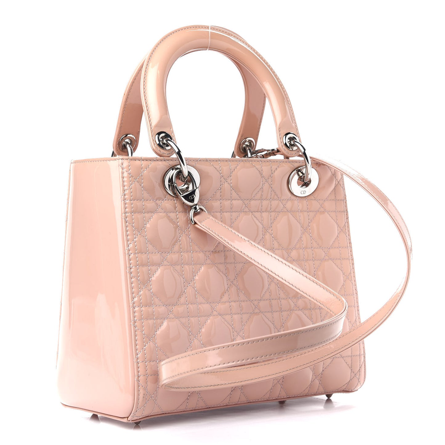 Patent Cannage Medium Lady Dior Rose Clair