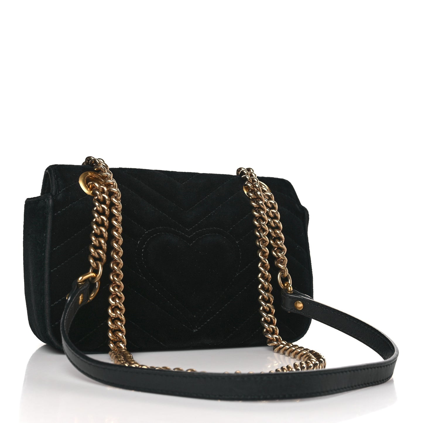 Velvet Matelasse Mini GG Marmont Shoulder Bag Black