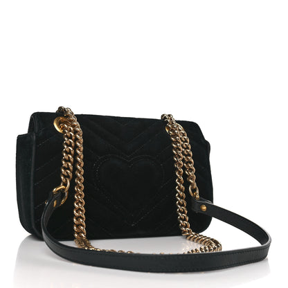 Gucci Velvet Matelasse Mini GG Marmont Shoulder Bag Black 3 of 9