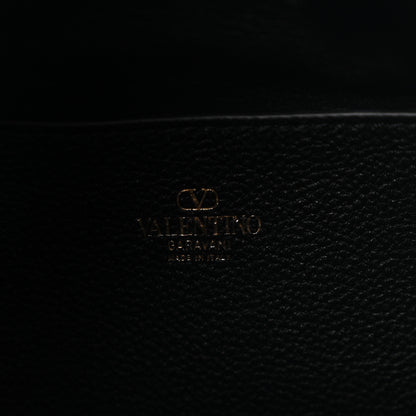 Valentino Garavani Grained Calfskin Rockstud Hobo Bag Black 6 of 10