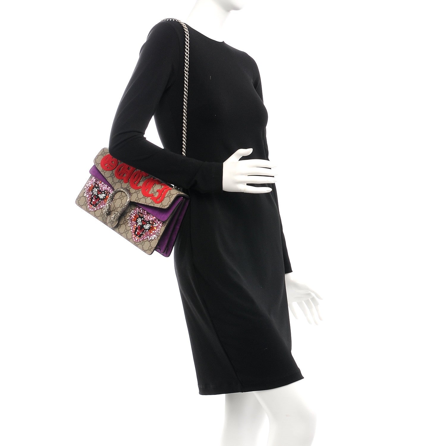 Gucci GG Supreme Monogram Embroidered Small Dionysus Shoulder Bag Purple 2 of 8