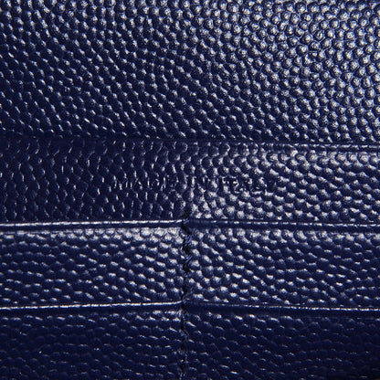 Saint Laurent Grain de Poudre Matelasse Chevron Medium Monogram Chain Wallet Navy 7 of 7