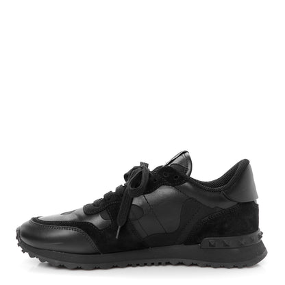 Valentino Garavani Nappa Suede Camouflage Womens Rockrunner Sneakers 39.5 Black 1 of 10