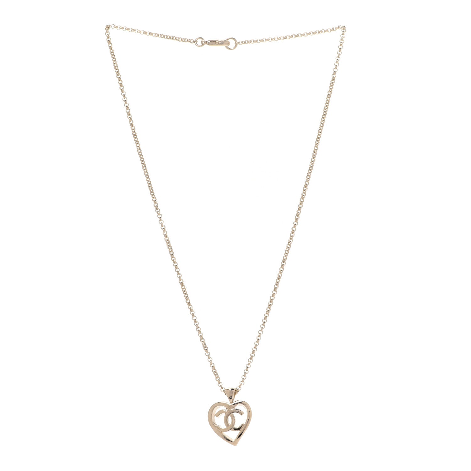 Chanel CC Heart Chain Pendant Necklace Gold 3 of 6