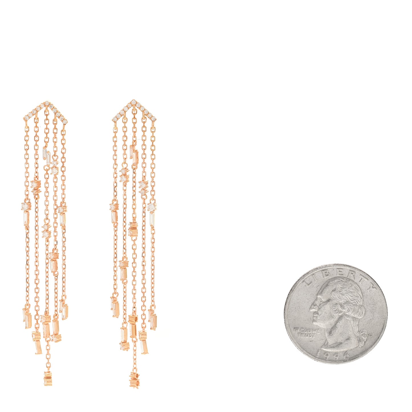 18K Rose Gold Diamond Fireworks Cascade Drop Earrings