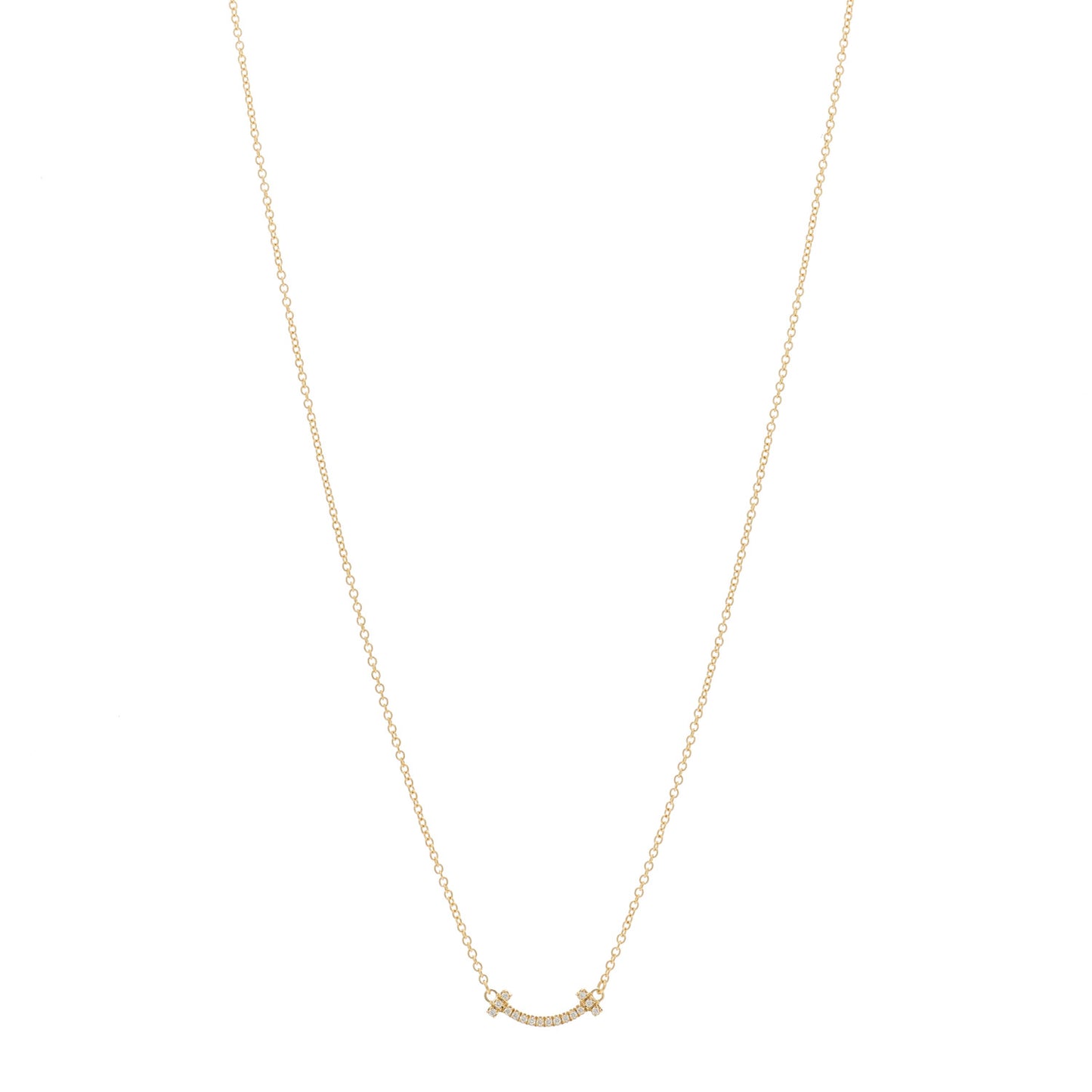 18K Yellow Gold Diamond Mini T Smile Pendant Necklace
