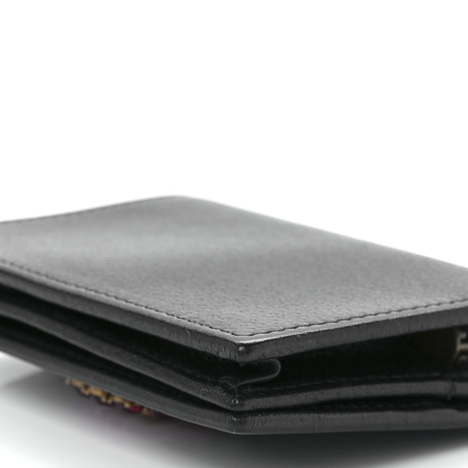 Gucci Calfskin Crystal Double G Card Case Black 11 of 11