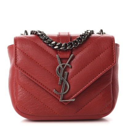 Saint Laurent Sheepskin Matelasse Monogram Mini College Bag New Red 1 of 6