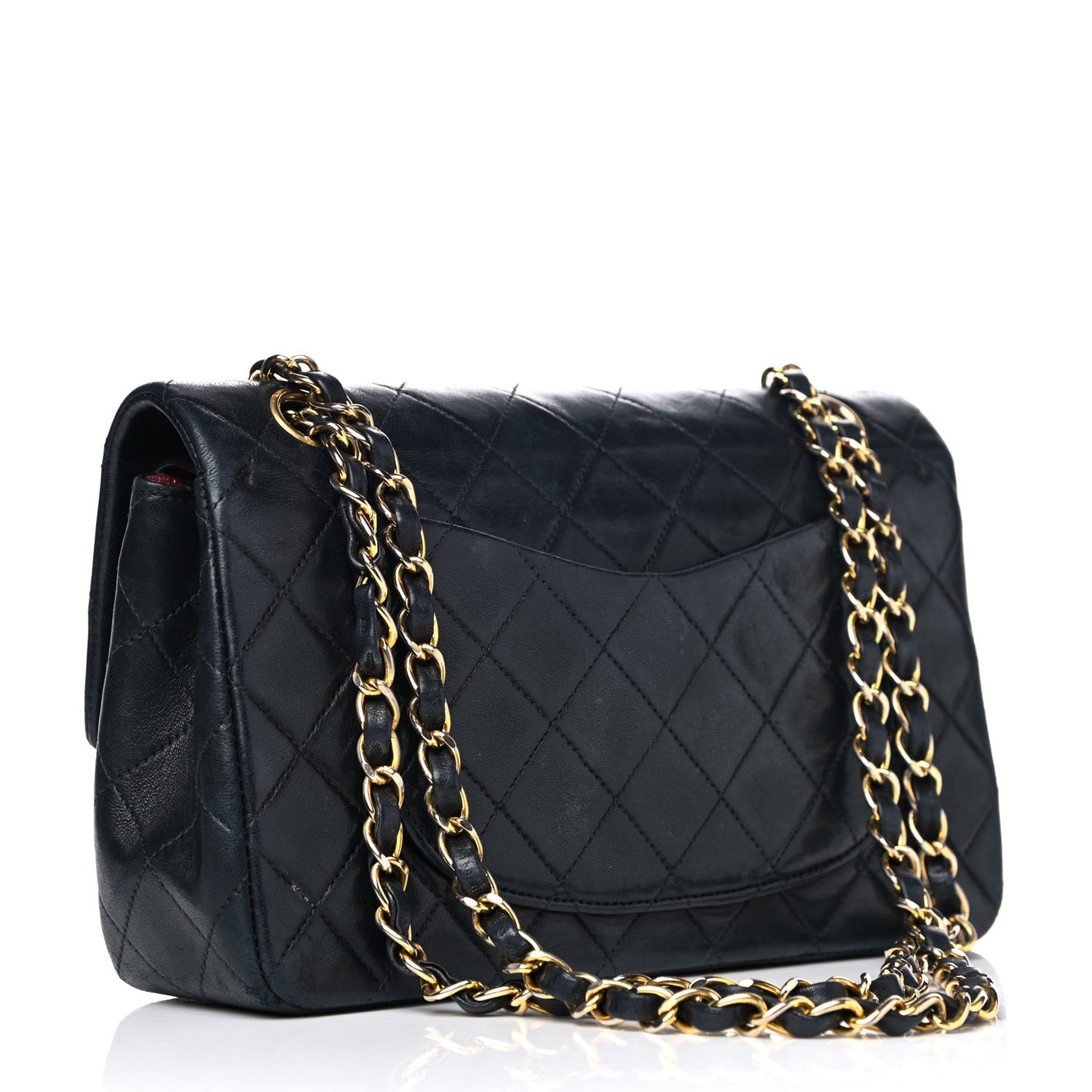 Lambskin Quilted Small Double Flap Black