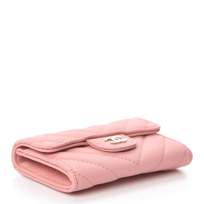 Chanel Caviar Chevron Quilted Flap Card Holder Pink 4 of 9