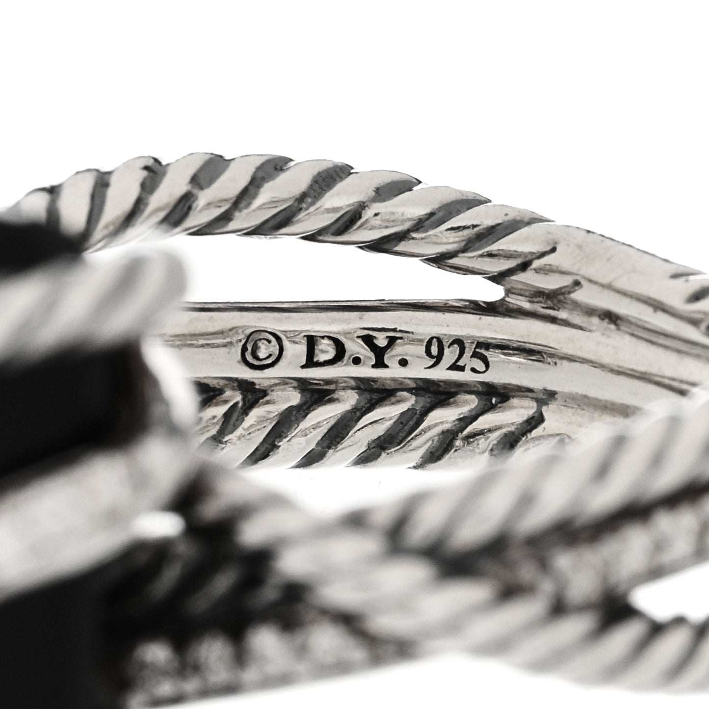 Sterling Silver Diamond Black Onyx 15mm Cable Wrap Ring 54 6.75