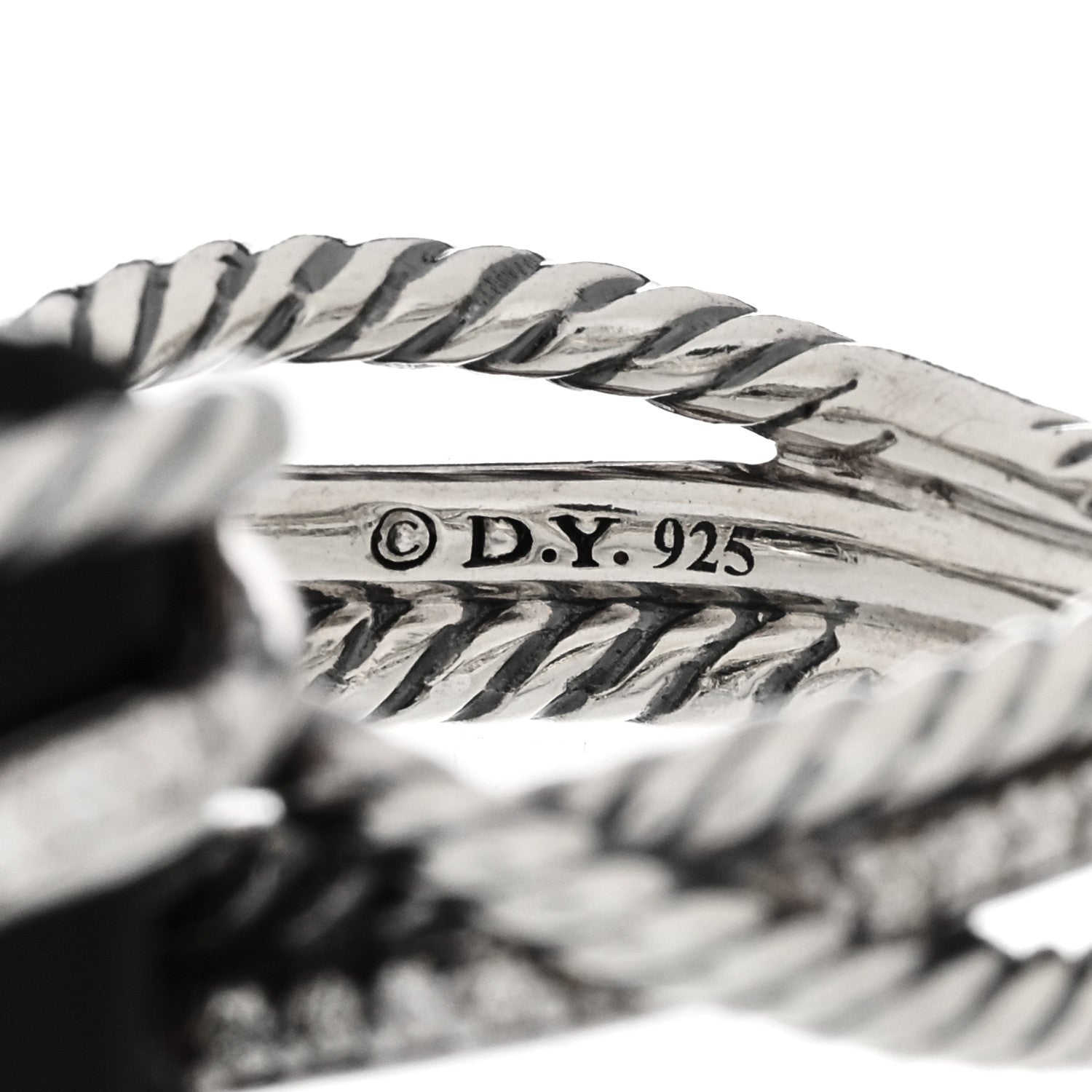 David Yurman Sterling Silver Diamond Black Onyx 15mm Cable Wrap Ring 54 6.75 5 of 5
