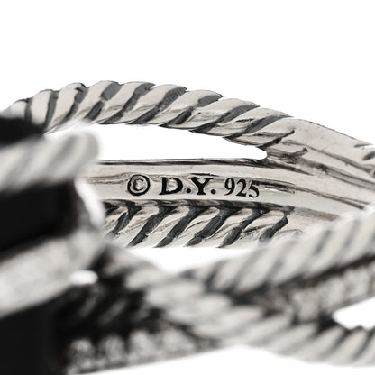 David Yurman Sterling Silver Diamond Black Onyx 15mm Cable Wrap Ring 54 6.75 5 of 5