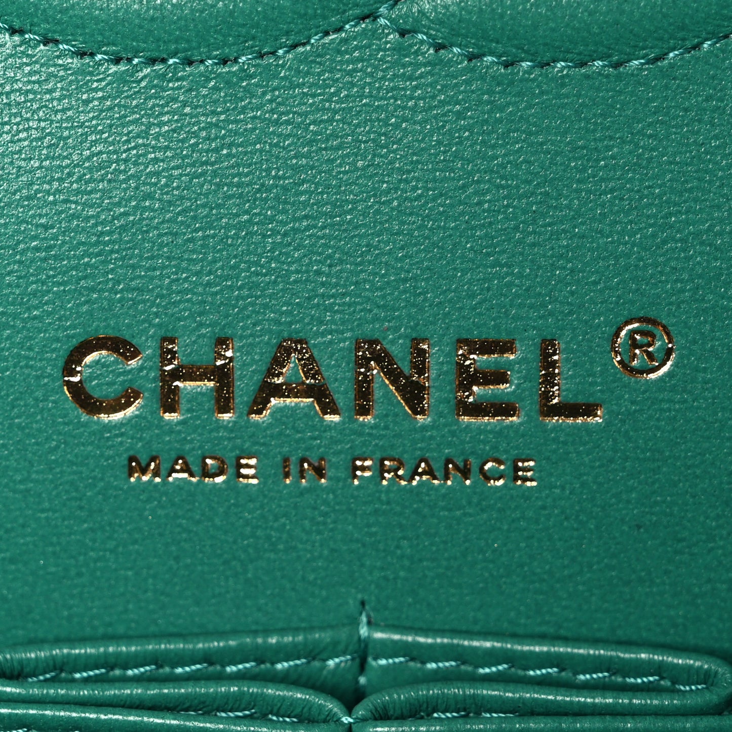 Iridescent Calfskin Quilted Medium Double Flap Green