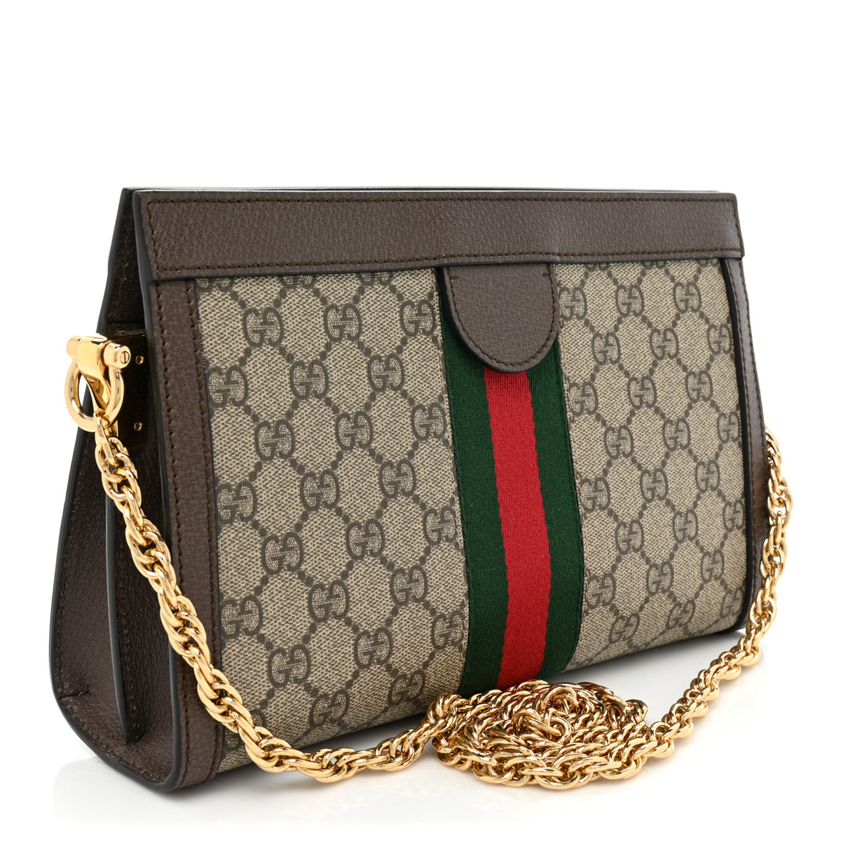 Gucci GG Supreme Monogram Web Small Ophidia Chain Shoulder Bag Brown 3 of 19