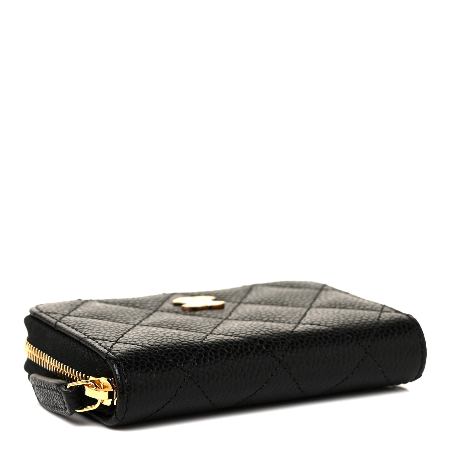 Caviar Quilted Classic Zipped Coin Purse Black