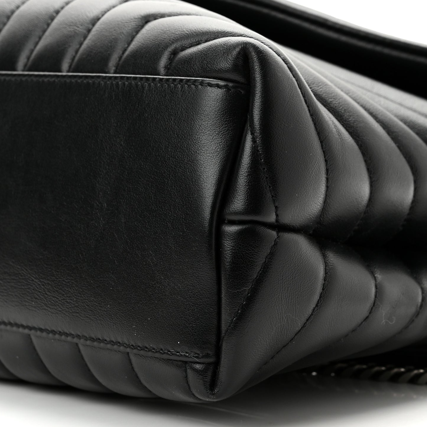 Calfskin Y Quilted Monogram Medium Loulou Chain Satchel Black