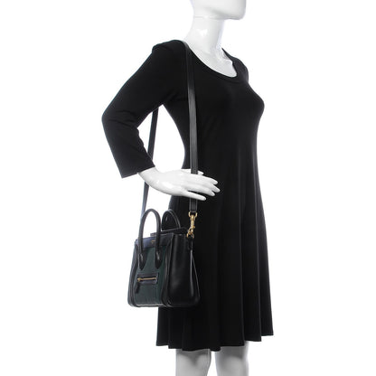 Celine Lizard Smooth Calfskin Nano Luggage Dark Green 2 of 8