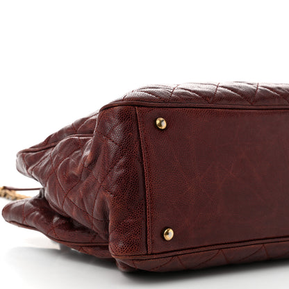 Chanel Glazed Caviar Quilted Small Shiva Tote Burgundy 9 of 10