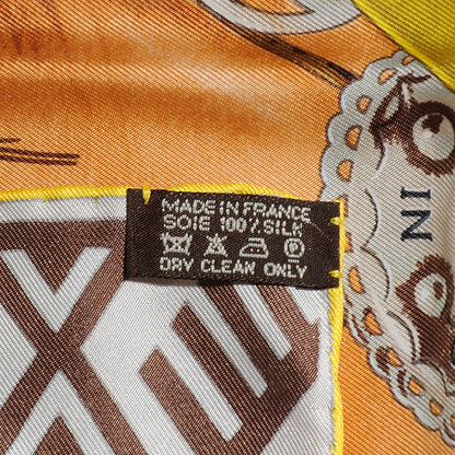 Hermes Silk Wako Ni Scarf 90 Jaune Vert Rouge 5 of 5