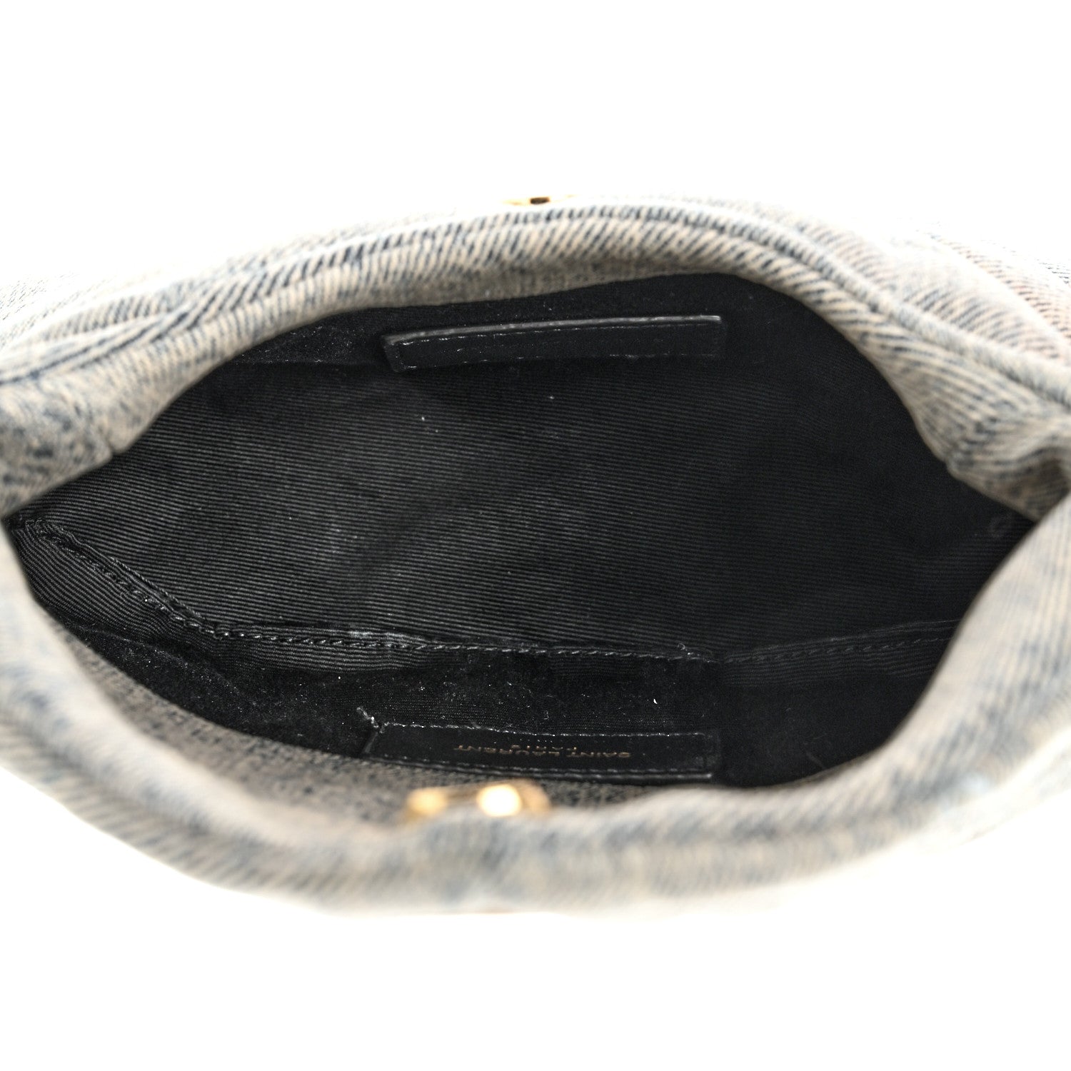 Saint Laurent Denim Quilted Monogram Loulou Puffer Pouch Clutch Blue Gray Light Azur 10 of 11