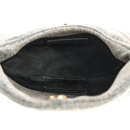 Saint Laurent Denim Quilted Monogram Loulou Puffer Pouch Clutch Blue Gray Light Azur 10 of 11