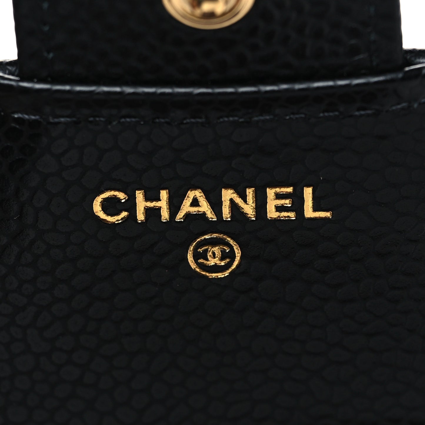 Caviar Quilted Compact Flap Wallet Black