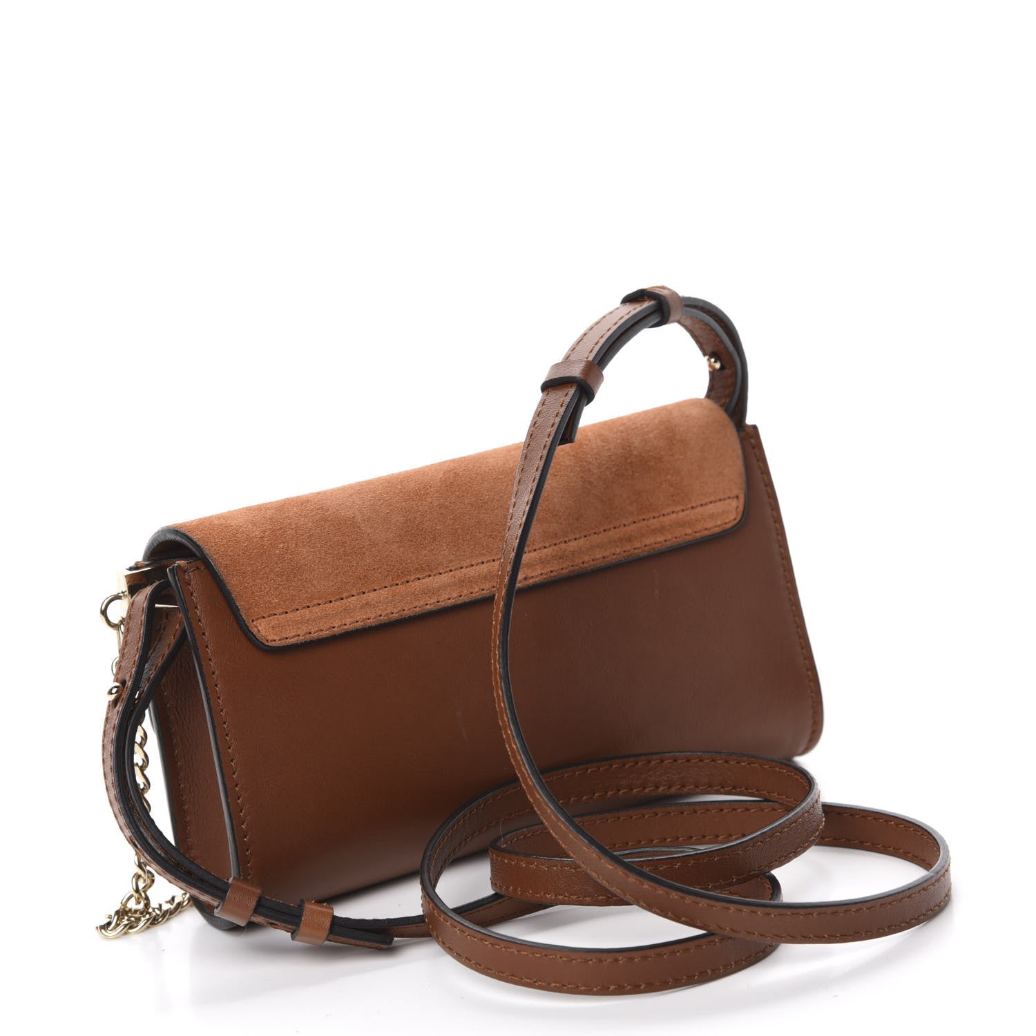 Chloe Suede Calfskin Mini Faye Shoulder Bag Tobacco 3 of 10