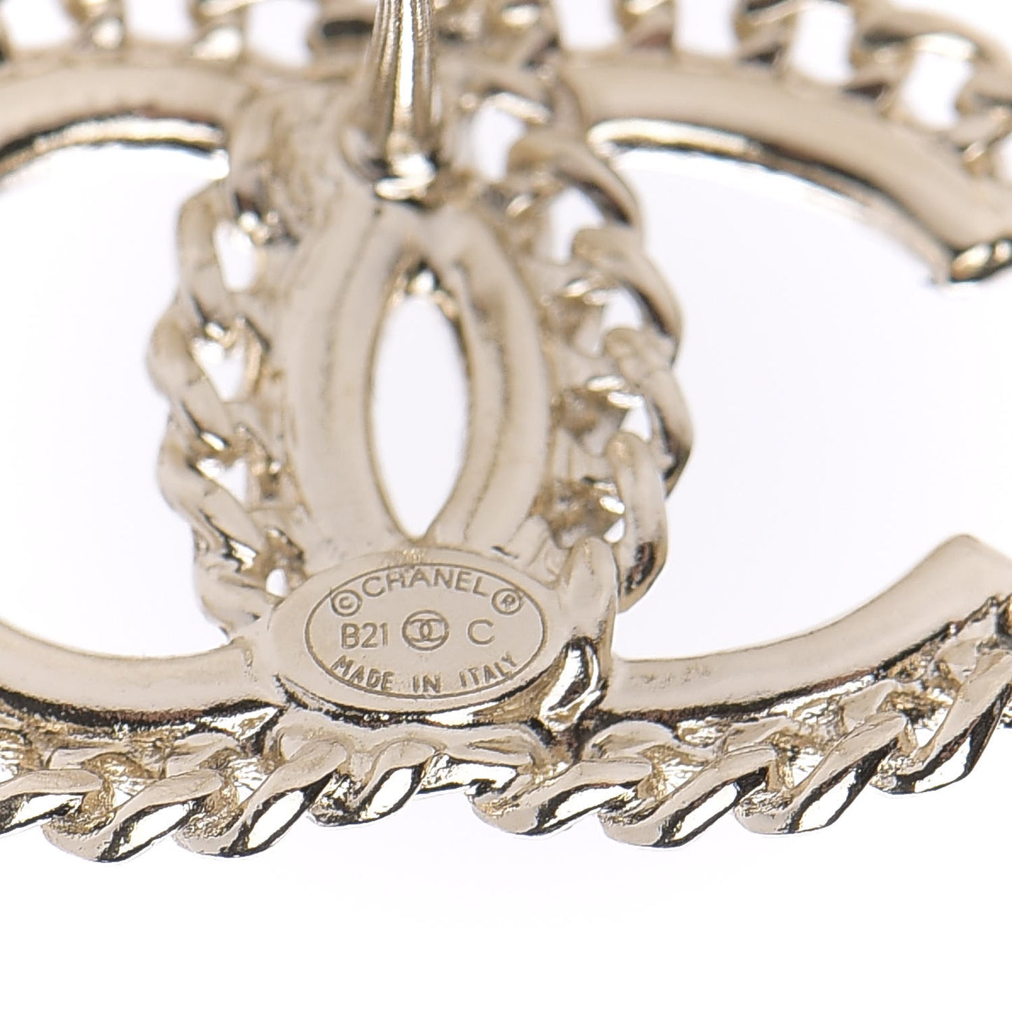 Crystal Chain CC Earrings Gold