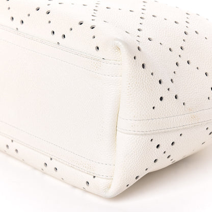 Chanel Caviar Perforated Drawstring CC Bag White 7 of 19