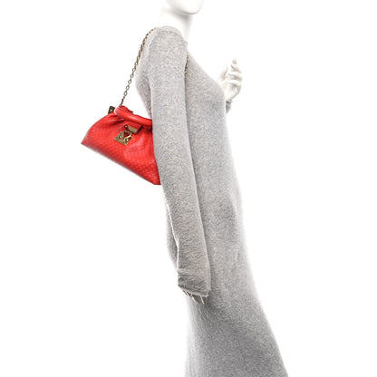 Louis Vuitton Calfskin Nanogram Embossed Clutch Red 2 of 11