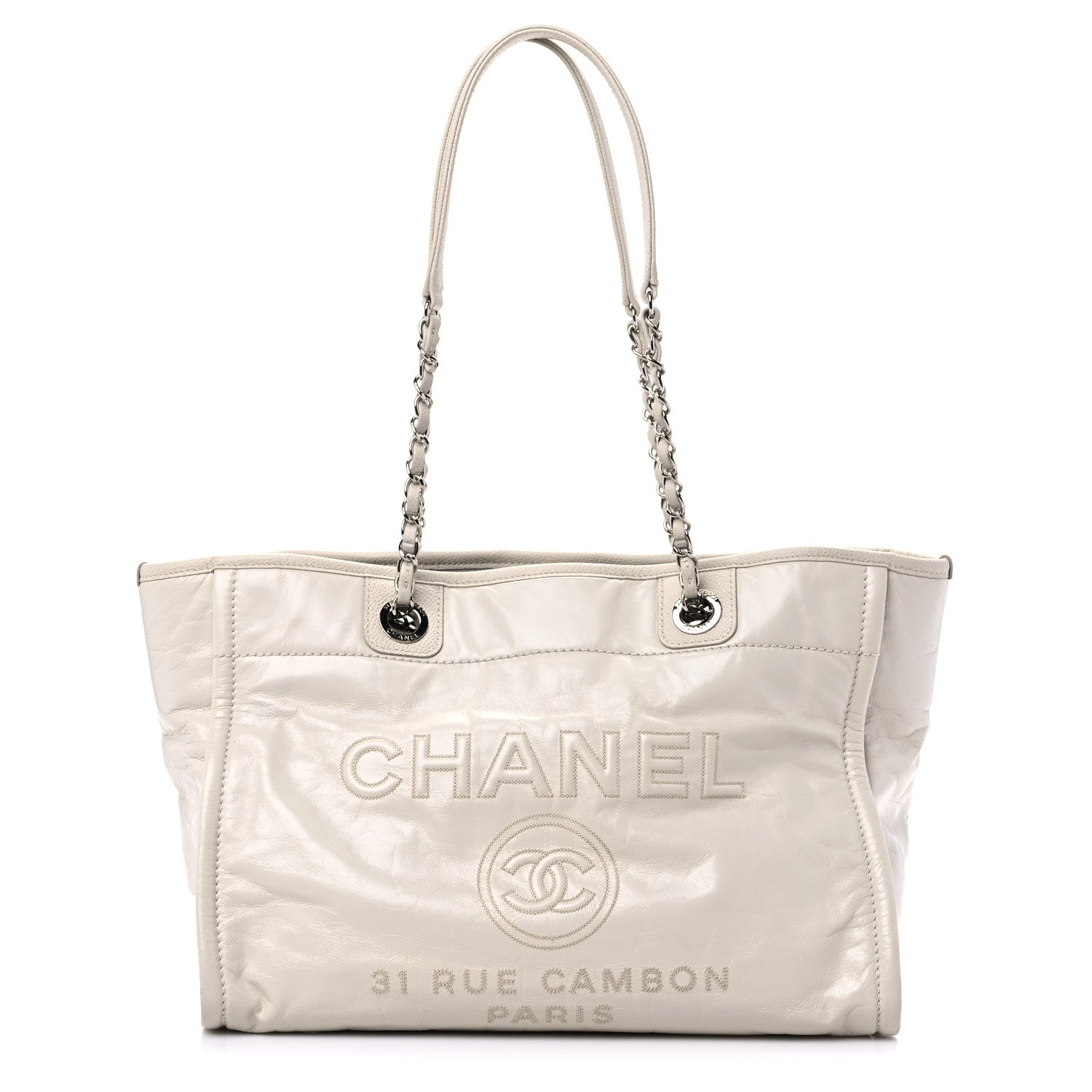 Chanel Glazed Calfskin Small Deauville Tote Ecru 1 of 13