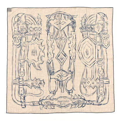 Hermes Cashmere Brides et Destin Esquisse Light Scarf 90 Beige Chine Marine Black 1 of 3