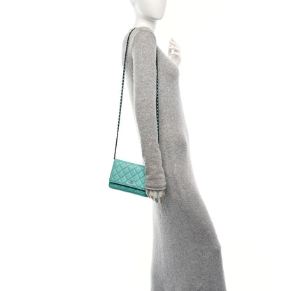 Chanel Lambskin Quilted Wallet On Chain WOC Turquoise 2 of 12