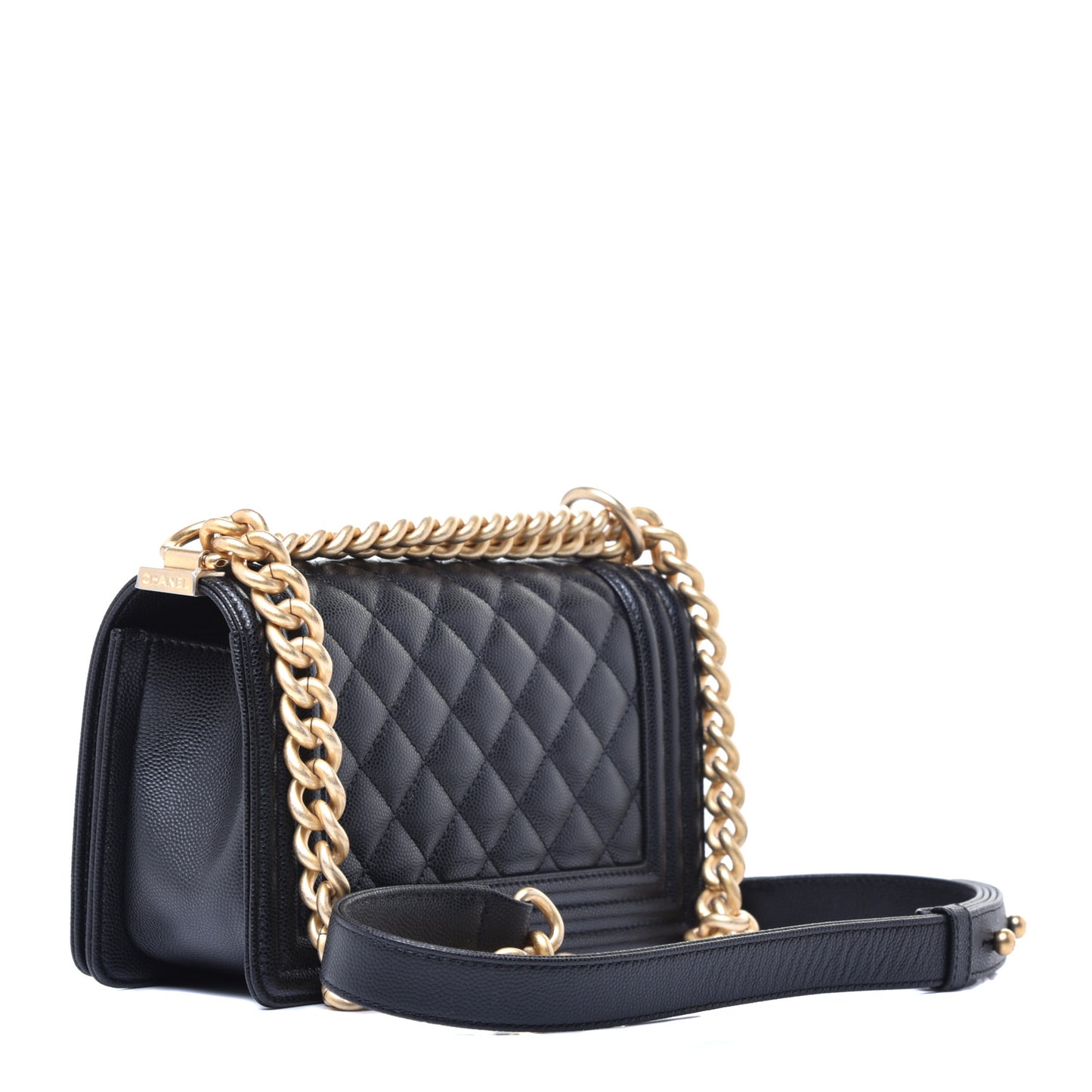 Caviar Quilted Small Boy Flap Black
