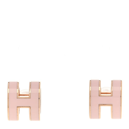 Hermes Rose Gold Lacquered Mini Pop H Earrings Rose Dragee 1 of 5